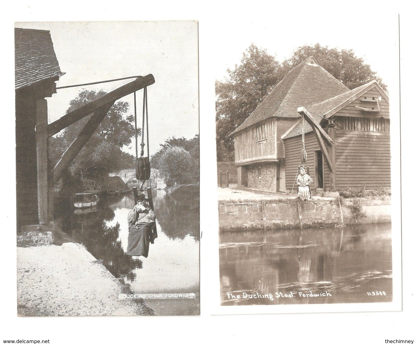 TWO OLD POSTCARDS OF FORDWICH DUCKING STOOL KENT - Altri & Non Classificati