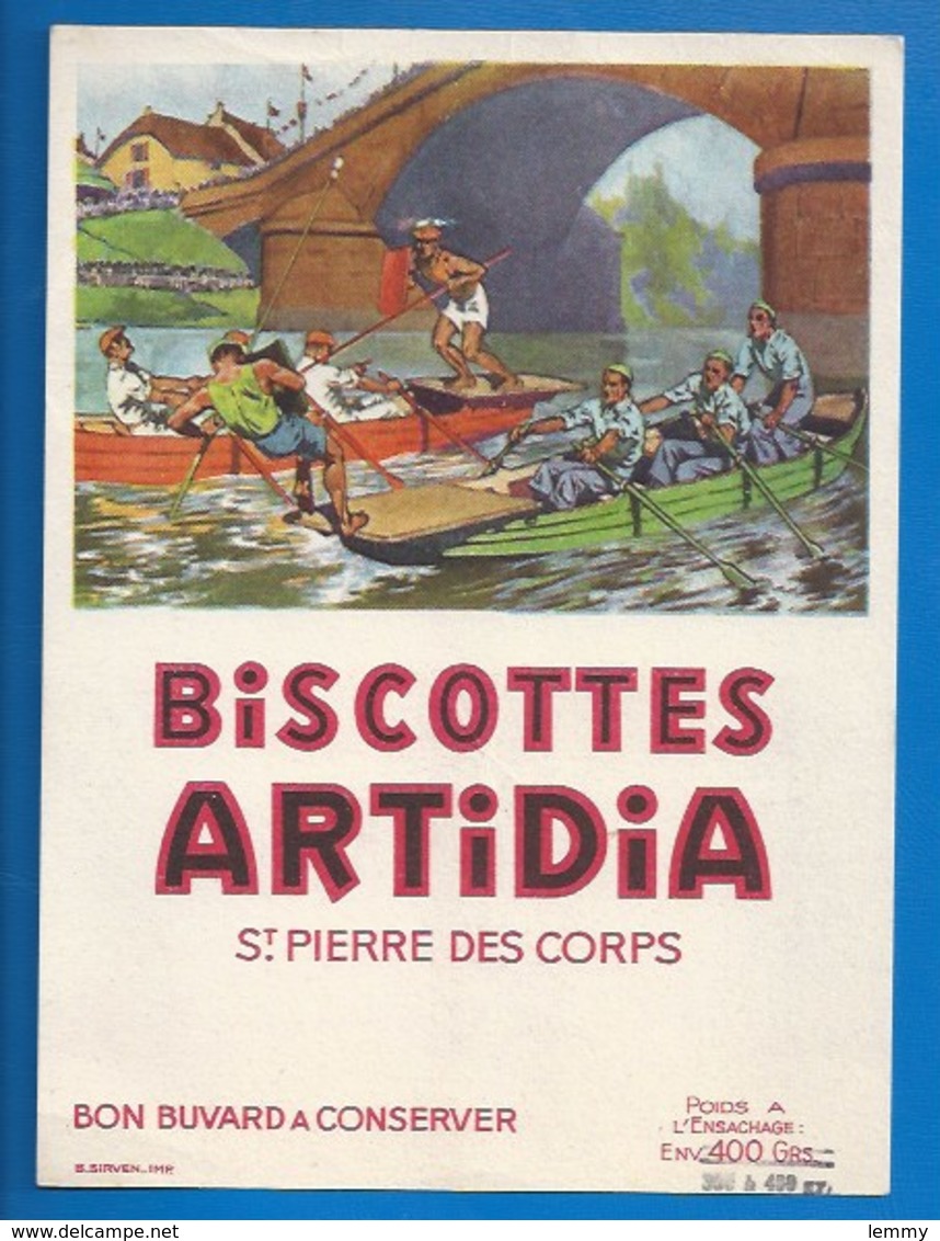 37 - SAINT-PIERRE-DES-CORPS - BUVARD - BISCOTTES ARTIDIA - JOUTES FLUVIALES - Biscottes