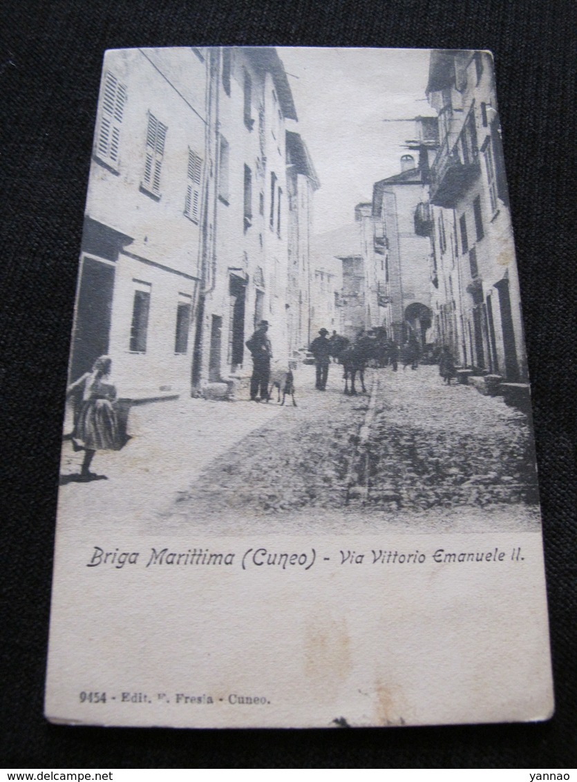 Ancienne Carte Postale Cpa Rare Briga Marittima Cuneo Via Vittorio Emmanuele II Circulée - Autres & Non Classés