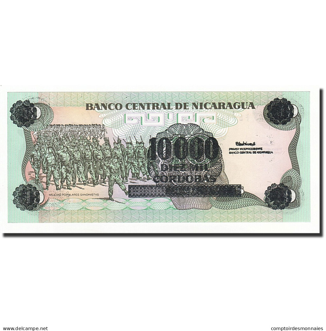 Billet, Nicaragua, 10,000 Córdobas On 10 Córdobas, Undated (1989), KM:158 - Nicaragua