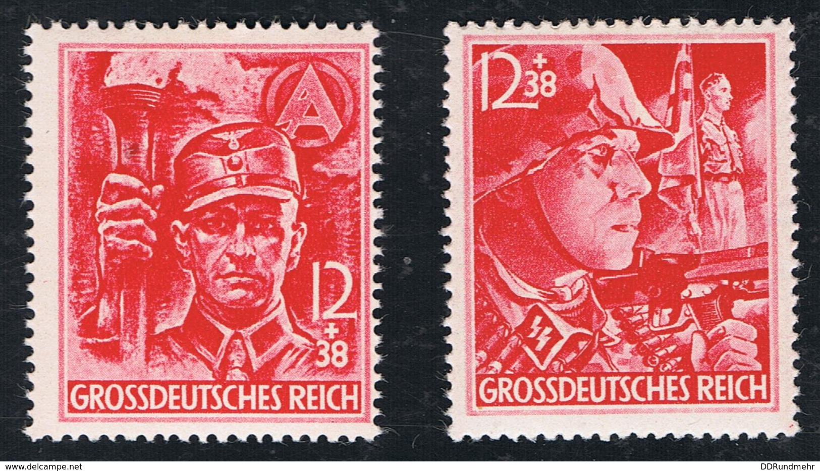 1945 21. Apr. SA SS   Mi DR 909 - 10 Sn DR B292  Yt DR 825 -26 Sg DR 897 - 98 Mit Gummierung Und Falz - Gebraucht