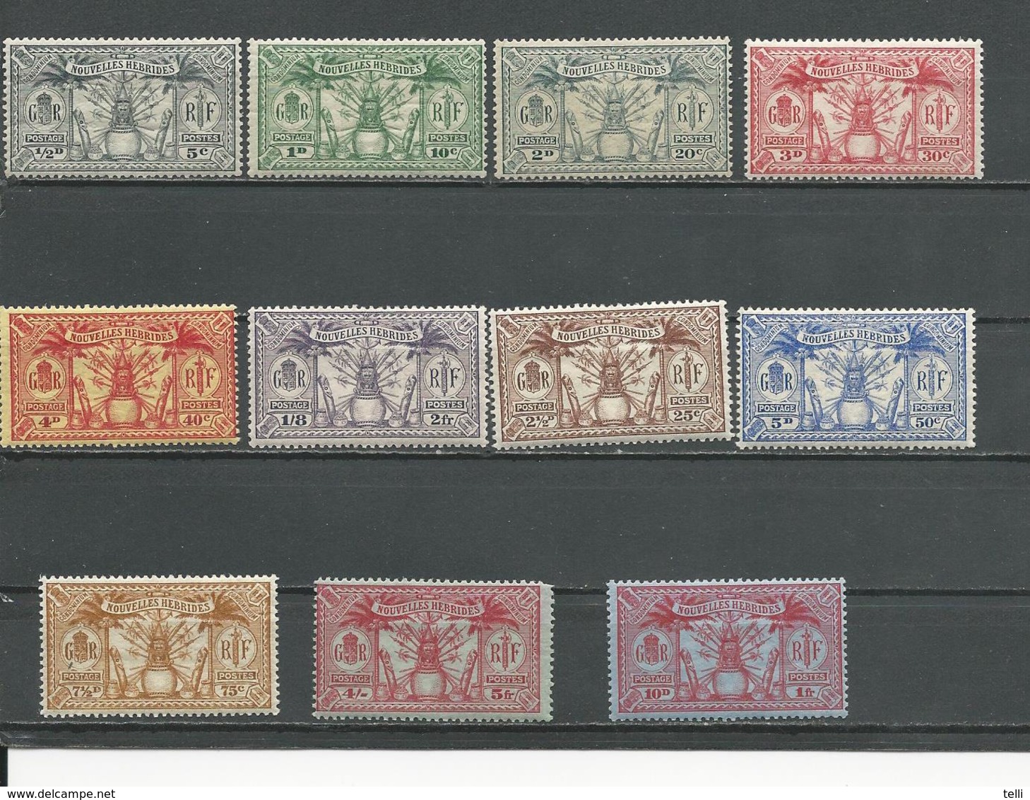 NOUVELLES HEBRIDES Scott F44-F54 Yvert 80-90 (11) *  Cote 28,00 $ 1925 - Unused Stamps