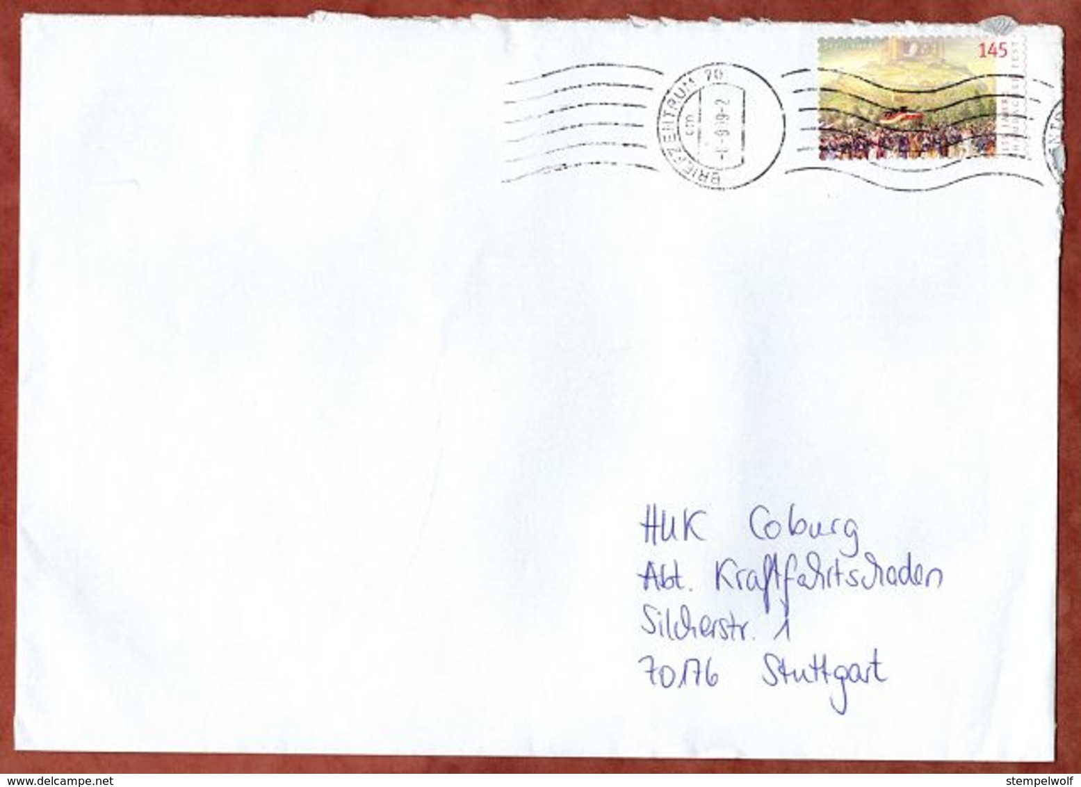 Brief, EF Hambacher Fest Sk, Freiberg Ueber Briefzentrum 70 Nach Stuttgart 2009 (70933) - Briefe U. Dokumente
