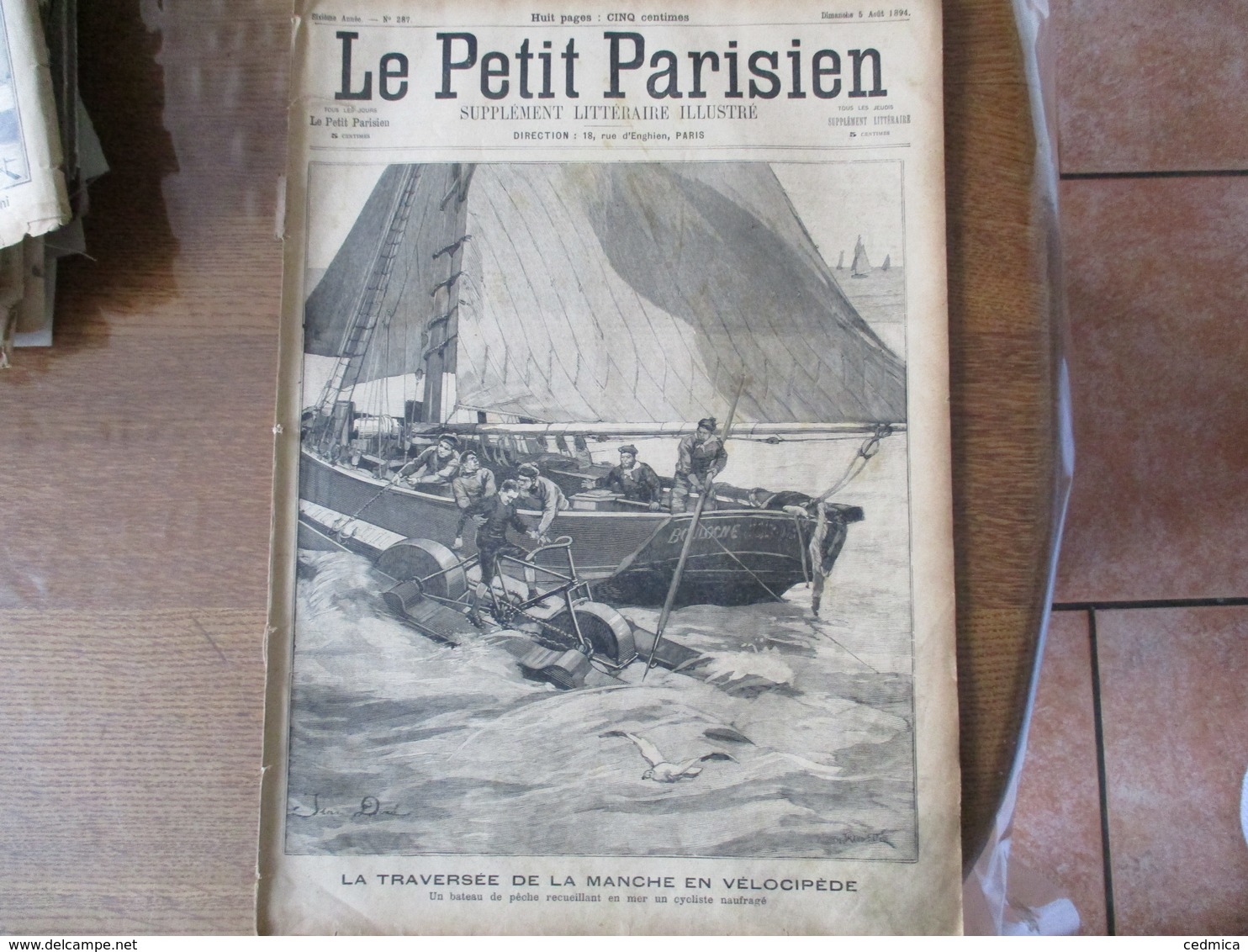 LE PETIT PARISIEN DU 5 AOUT 1894 LA TRAVERSEE DE LA MANCHE EN VELOCIPEDE,LE CHATEAU DE PONT SUR SEINE,UN DIMANCHE A LA C - 1850 - 1899