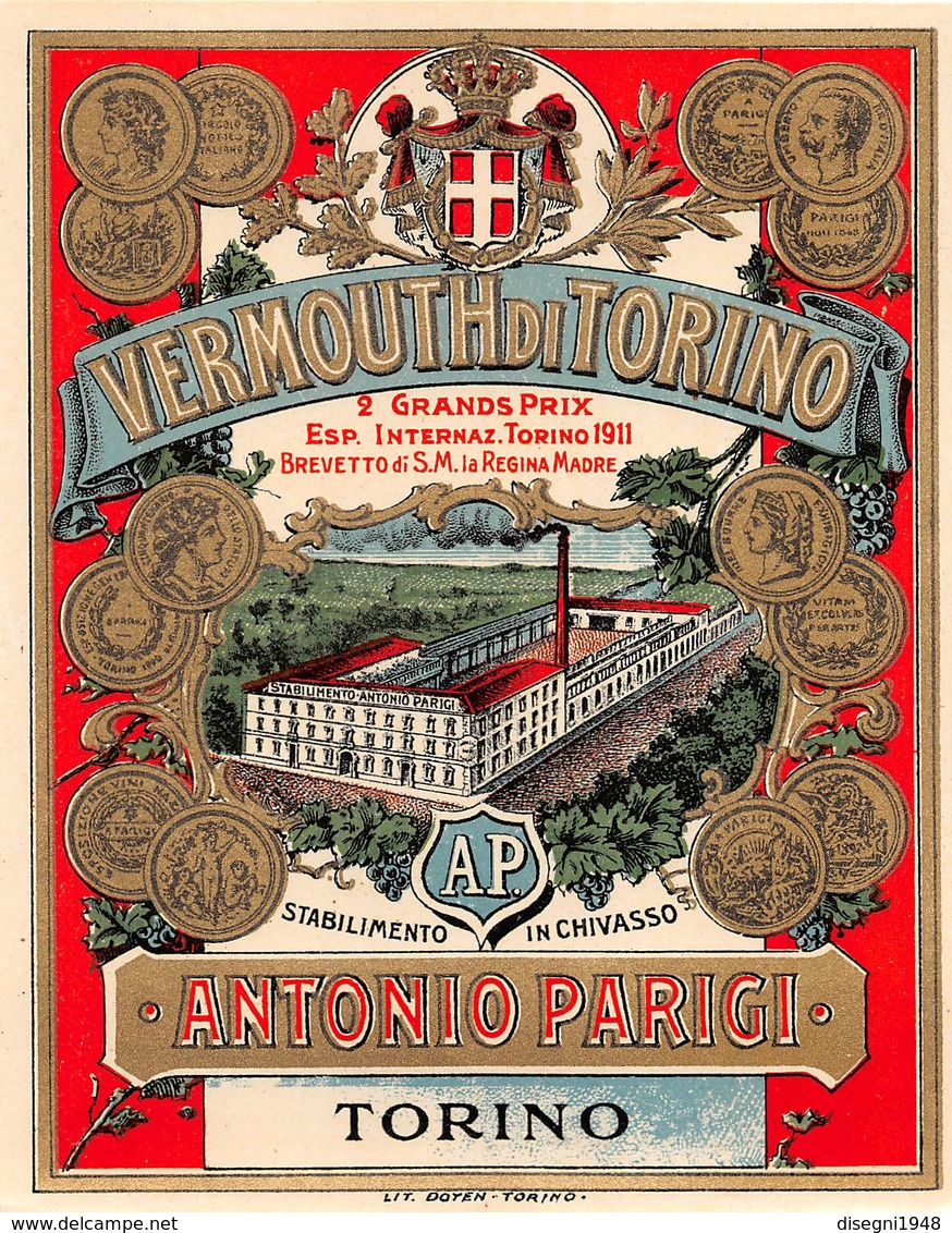 07735 "VERMOUTH DI TORINO - ANTONIO PARIGI - TORINO " ETICH. ORIG. - Altri & Non Classificati