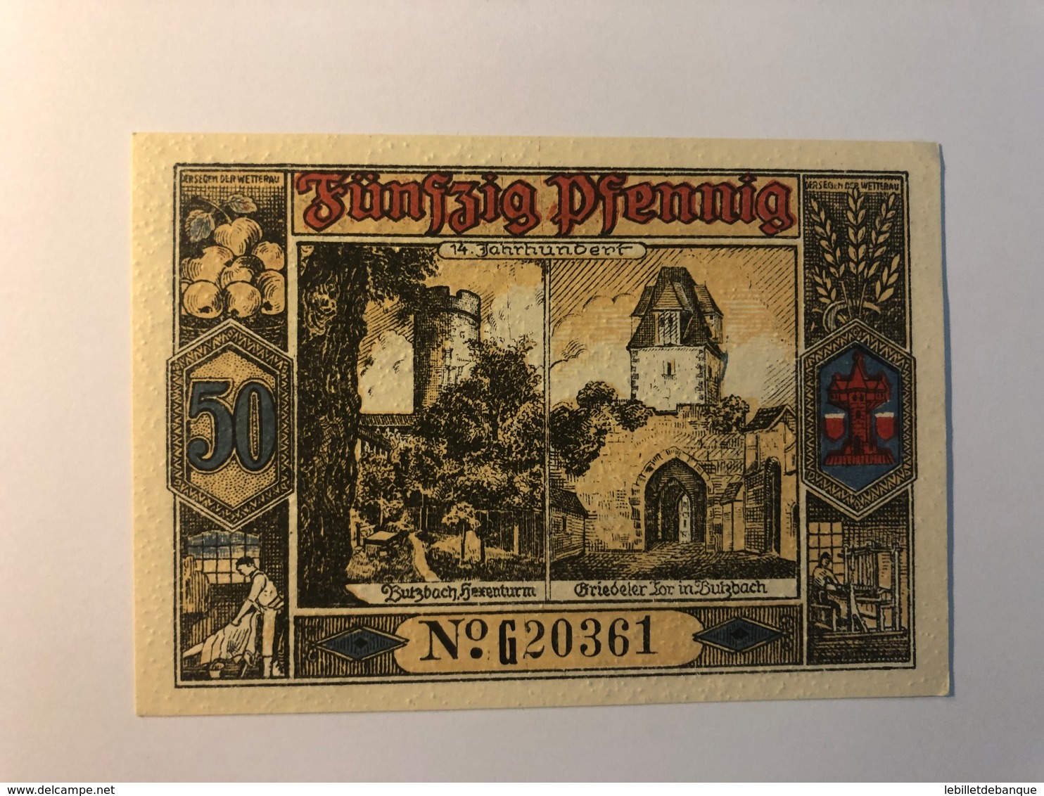 Allemagne Notgeld Butzbach 50 Pfennig - Collections