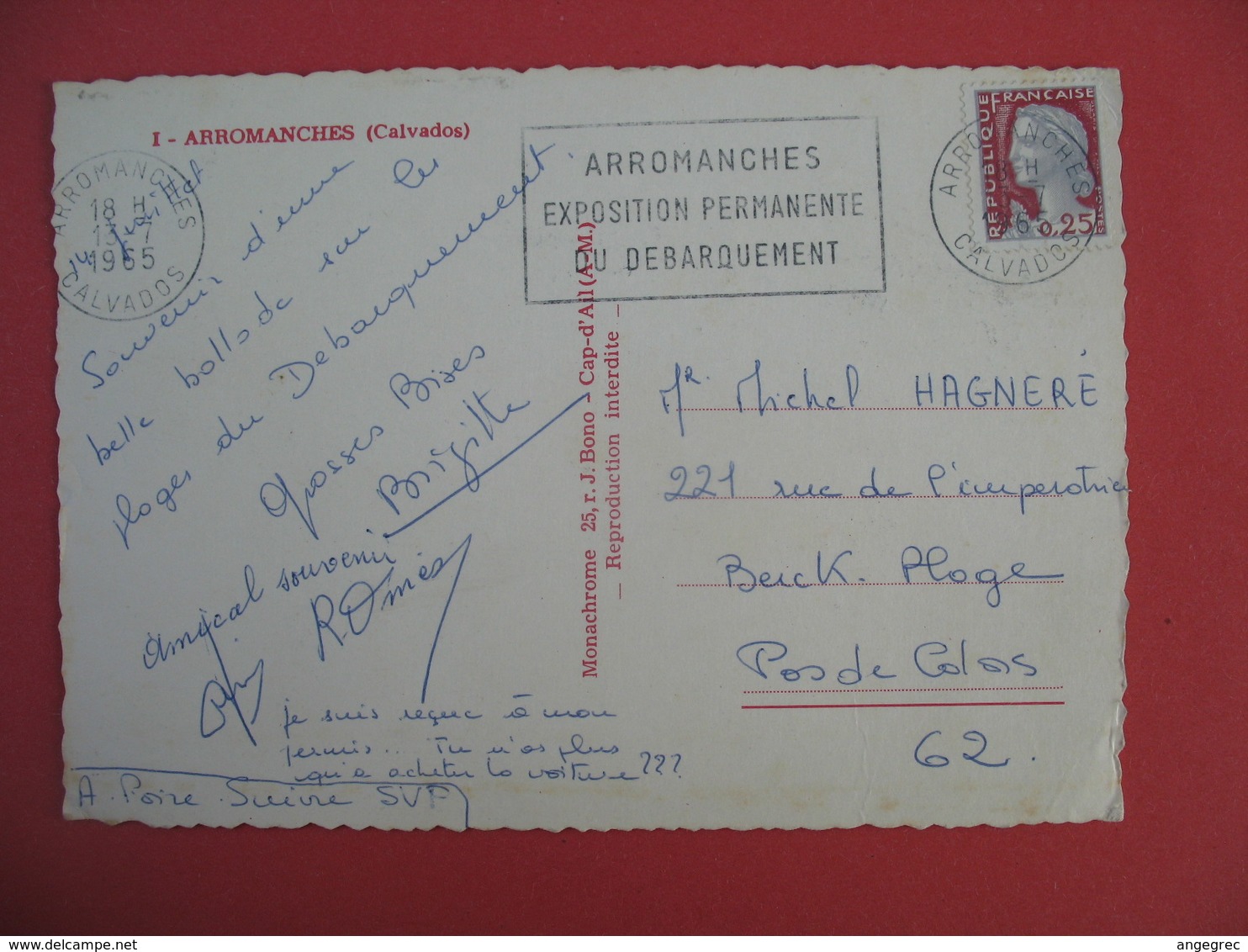 Carte Arromanches Exposition Permanente Du Débarquement  Cachet Calvados 1965 - Expositions