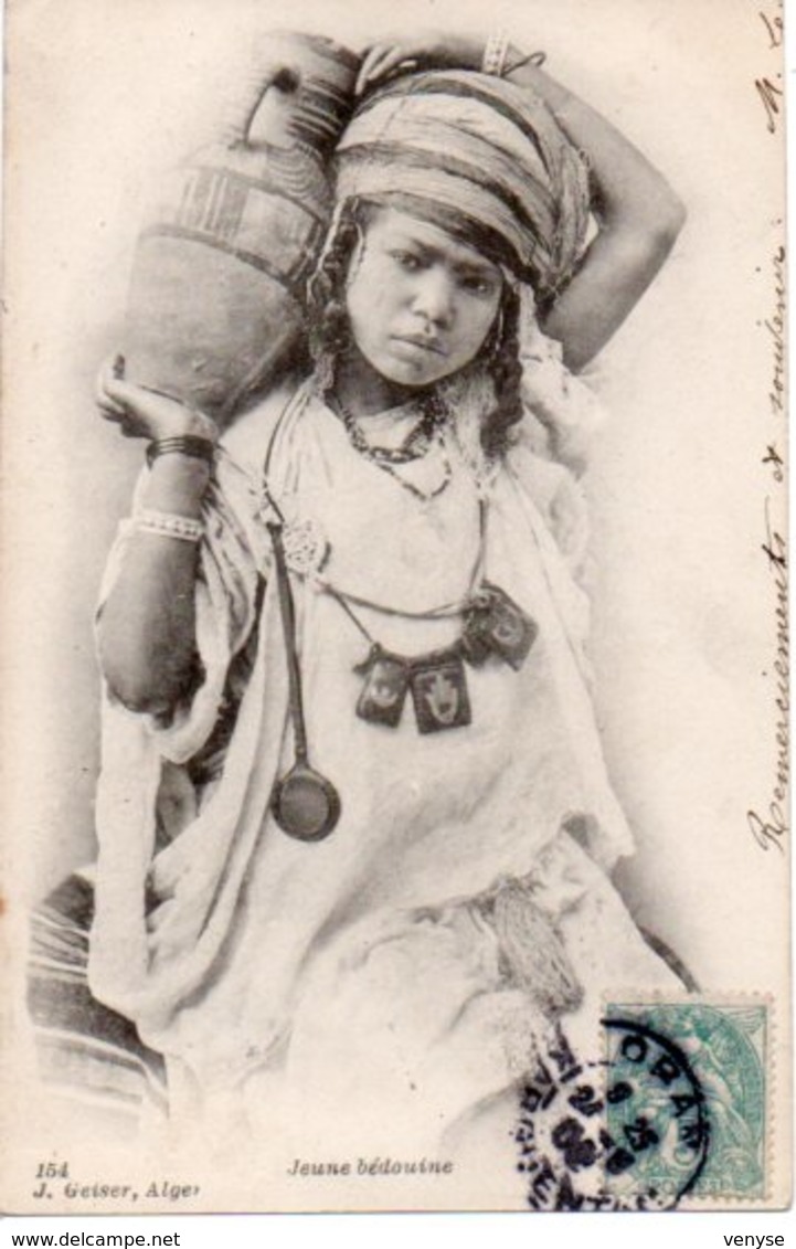 Jeune Bédouine - J. Geiser, Alger N°154- Voyagé 1902 - Femmes