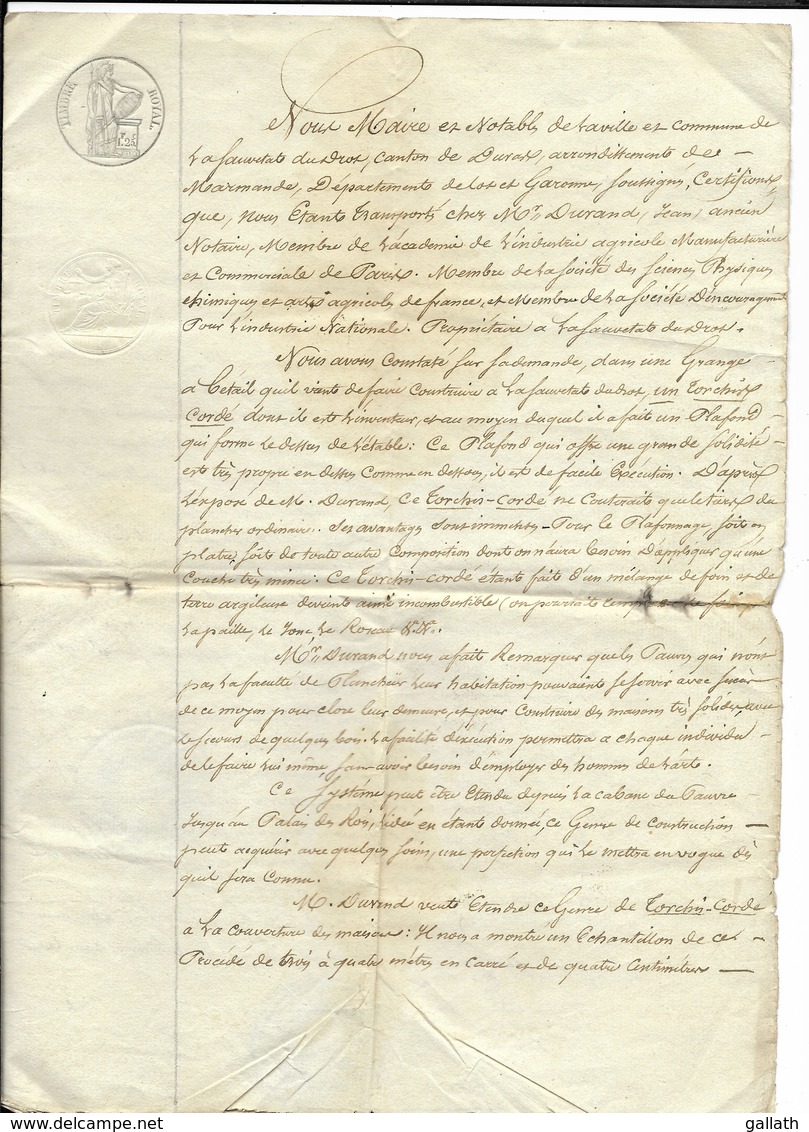 LA SAUVETAT-DU-DROT (47) Mr DURAND Inventeur/Sculpteur... Torchis Cordé, Outils Agricoles Pour Les Pruneaux...1840 - Documents Historiques