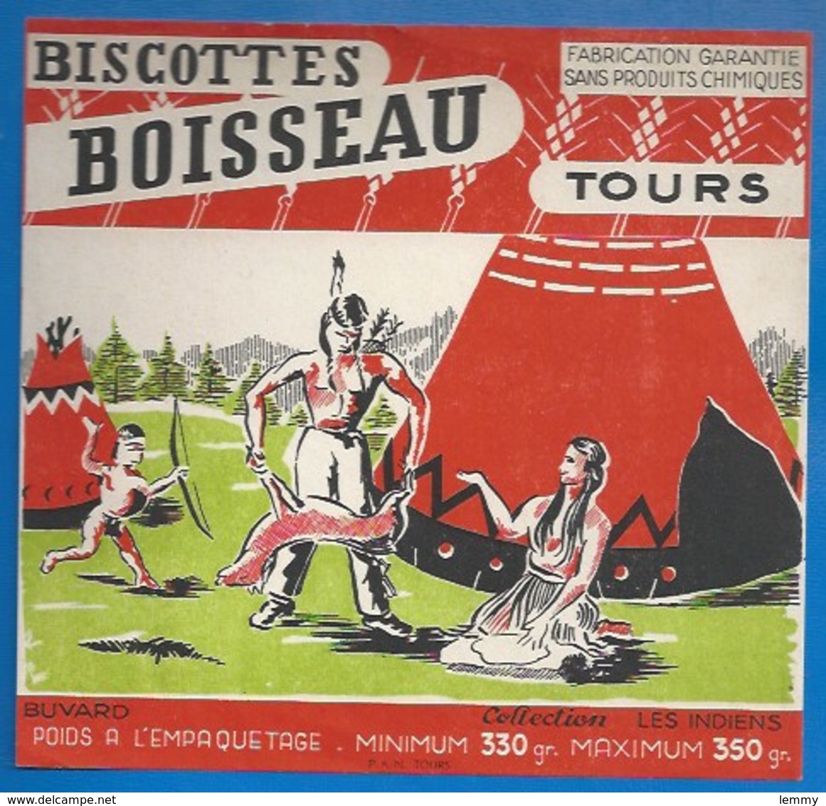 37 - TOURS - BUVARD ILLUSTRÉ - BISCOTTES BOISSEAU - LES INDIENS - RETOUR DE CHASSE - Biscottes