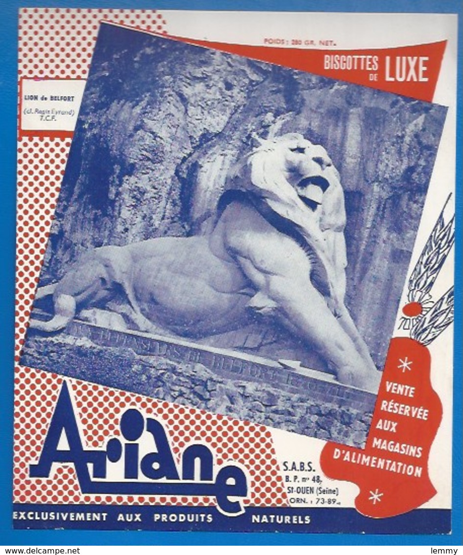 BUVARD - BISCOTTES DE LUXE  ARIANE - LION DE BELFORT -  RARE - Biscottes