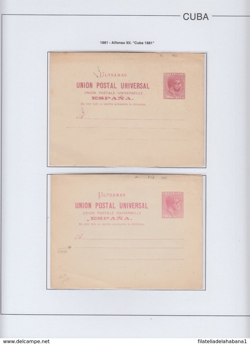 CUBA SPAIN COLONIAL POSTAL STATIONERY COLLECTION 1878-1898. EDIFIL ALBUM. HIGHT VALUE CATALOGE. - Colecciones & Series