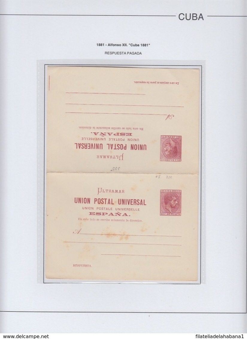 CUBA SPAIN COLONIAL POSTAL STATIONERY COLLECTION 1878-1898. EDIFIL ALBUM. HIGHT VALUE CATALOGE.