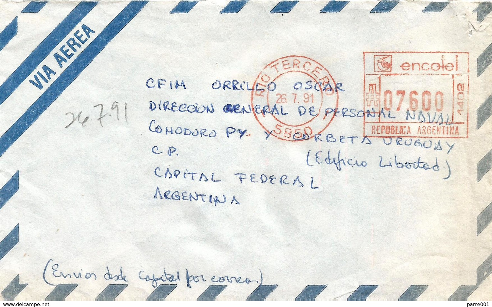 UNAVEM II 1991 Angola Argentina Military Peacekeeping Cover Sent By Diplomatic Pouch - Angola