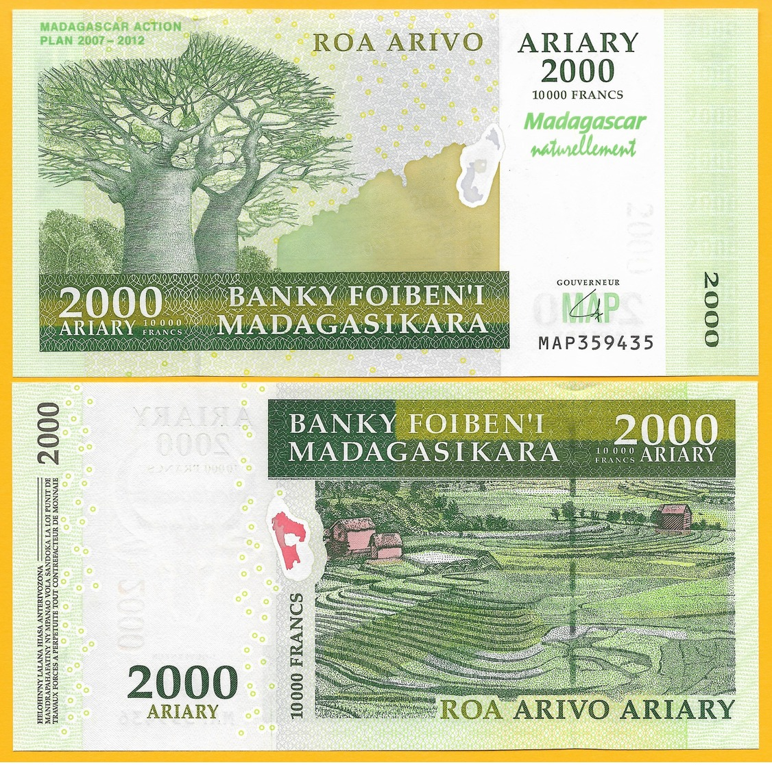 Madagascar 2000 Ariary P-93 2007 Commemorative UNC - Madagascar