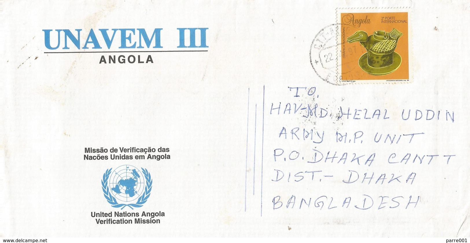 UNAVEM III 1997 Angola Bangladesh Military Peacekeeping Cover - Angola