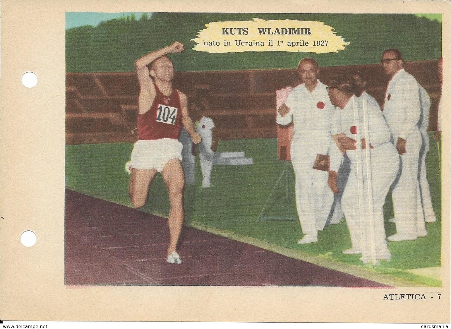 SCHEDA N° 7 KUTS WLADIMIR ATLETICA ENCICLOPEDIA DELLO SPORT 1958/59 - Altri & Non Classificati