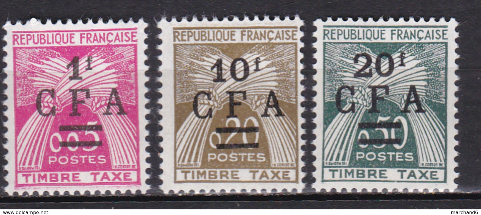 Réunion Surchargés Cfa Timbres Taxe N°45 à 47 Neuf** - Timbres-taxe