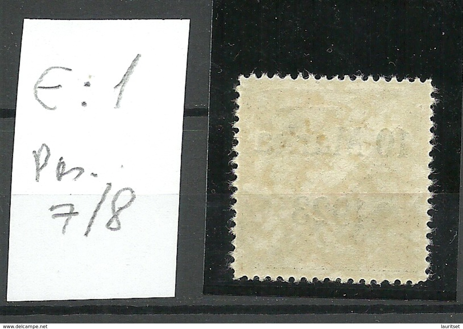 ESTLAND ESTONIA 1923 Michel 43 B E: 1 ERROR Abart Variety * Privatzähnung Private Perforation - Estland