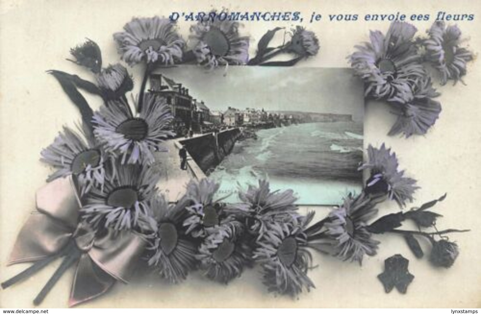 France D'Arromanches Je Vous Envoie Ees Fleurs Panorama Promenade Postcard - Autres & Non Classés