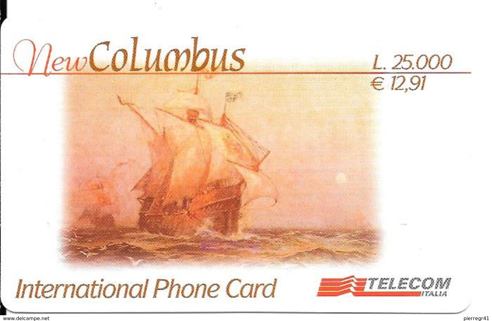 CARTE- PREPAYEE-ITALIE-TELECOM -12,91€-NEW COLOMBUS-31/07/2003-Plastic Fin-GRATTE--TBE - GSM-Kaarten, Aanvulling & Voorafbetaald