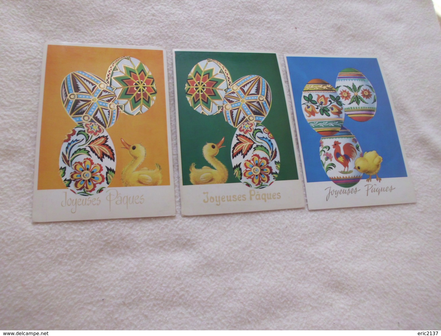 LOT DE 3 CARTES  ..ILLUSTRATIONS....JOYEUSES PAQUES - Pâques