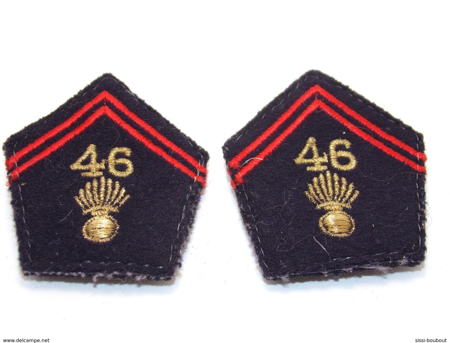 Ecusson Militaire Tissu/Patch - 46ème Régiment D'Infanterie (Paire Pattes De Col)- Military Badges P.V. - Ecussons Tissu