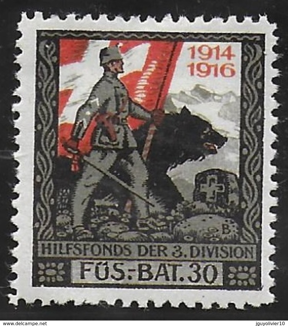 Suisse WWI Vignette Militaire Soldatenmarken 3. DIVISION 1914-18 Fine HR - Labels