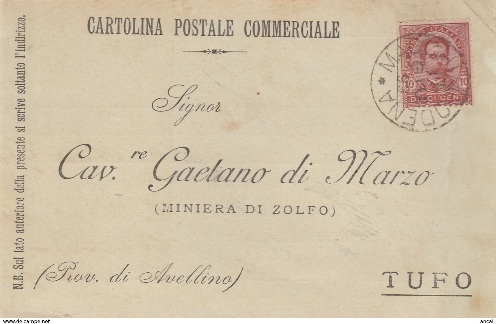 Macchiagodena. 1899. Annullo Grande Cerchio MACCHIAGODENA, Su Cartolina Postale Commerciale - Storia Postale