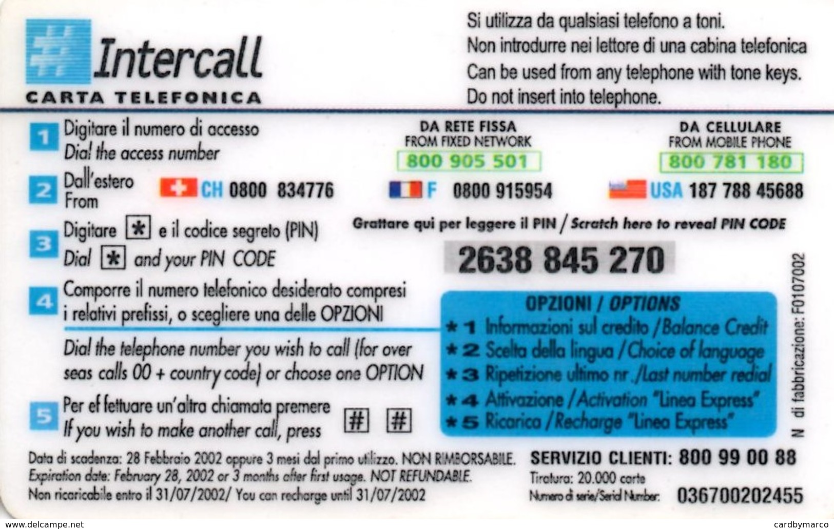 *ITALIA - INTERCALL* - Scheda Usata - Schede GSM, Prepagate & Ricariche