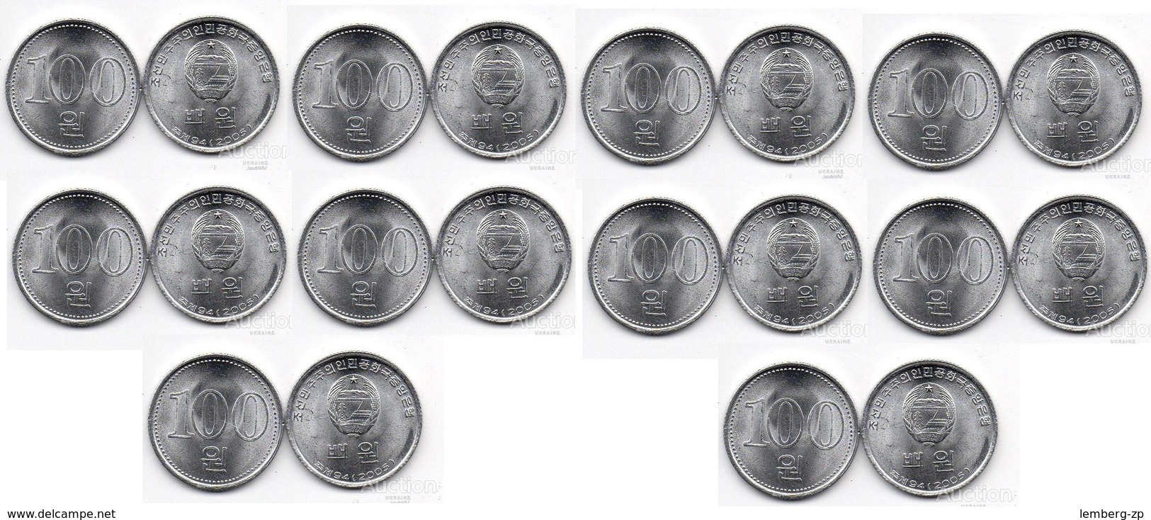 Korea North - 10 Pcs X 100 Won 2005 AUNC Lemberg-Zp - Korea (Nord-)