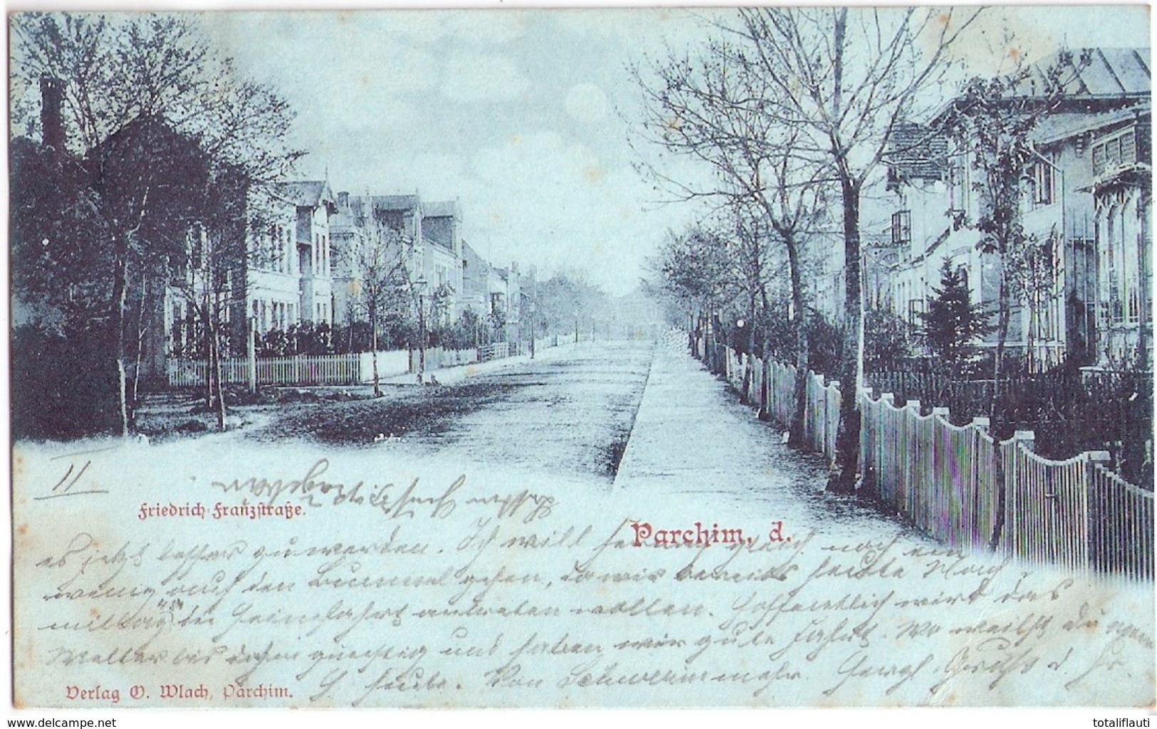 PARCHIM Friedrich Franz Strasse Mondscheinkarte 23.8.1898 Gelaufen - Parchim