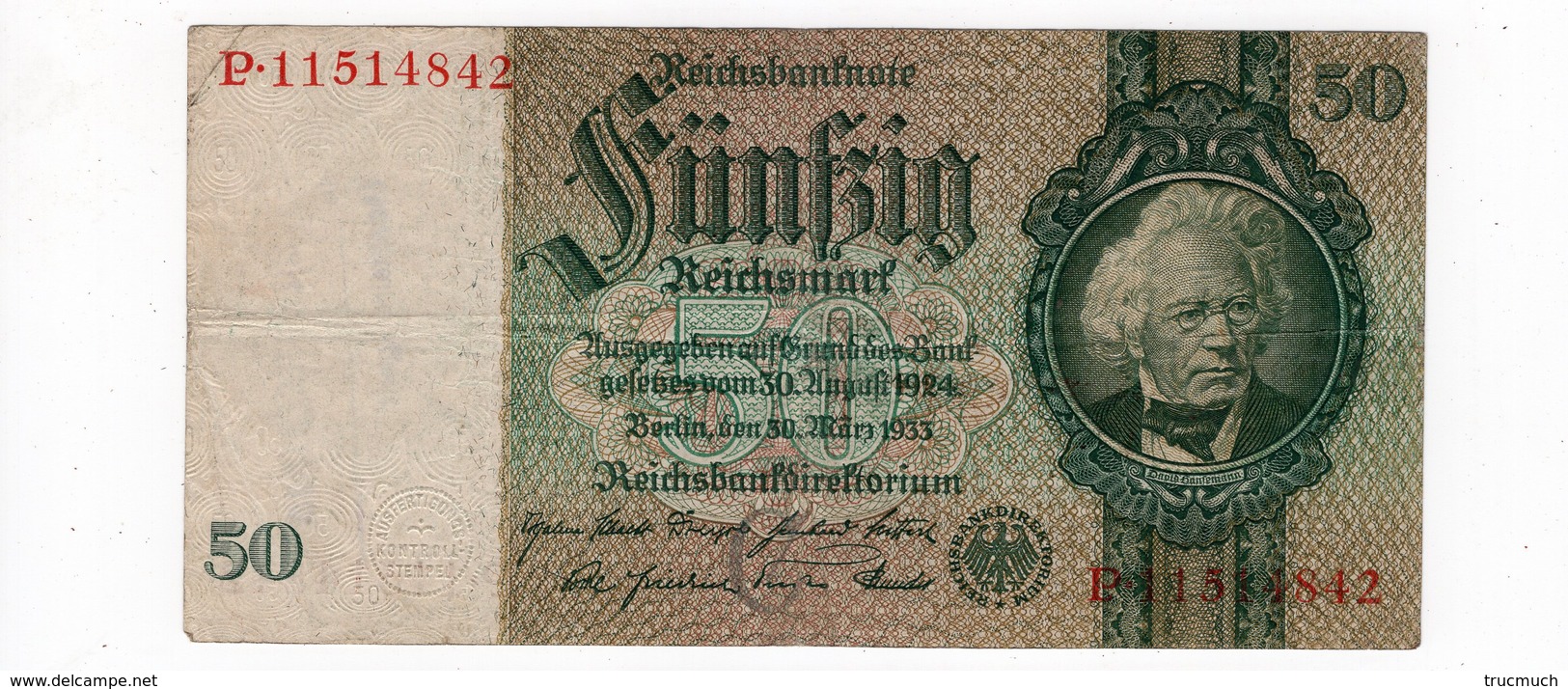 Allemagne - 50 Mark - 30.03.1933   *Verzamelcentrum Te . . . . . .  Monetaire Agent * - 50 Mark