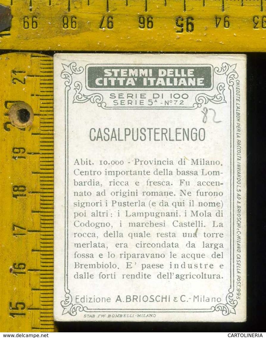 Figurina Brioschi Araldica Stemmi Città Italiane Serie 5 N° 72 B  Casalpusterlengo - Altri & Non Classificati