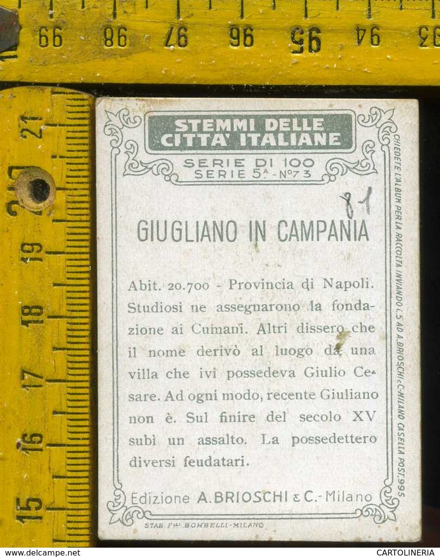 Figurina Brioschi Araldica Stemmi Città Italiane Serie 5 N° 73 Giugliano In Campania - Altri & Non Classificati