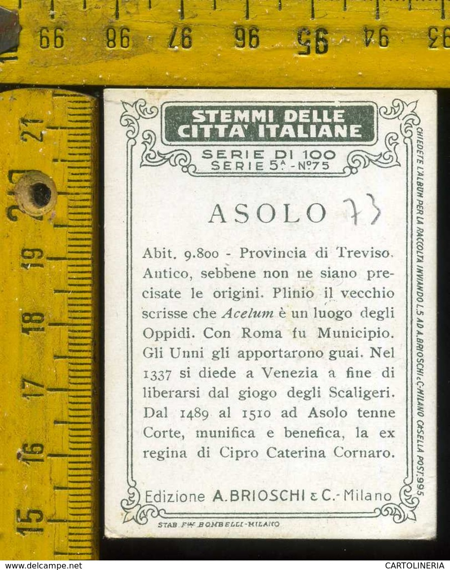 Figurina Brioschi Araldica Stemmi Città Italiane Serie 5 N° 75 Asolo - Altri & Non Classificati