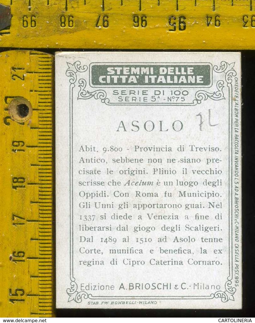 Figurina Brioschi Araldica Stemmi Città Italiane Serie 5 N° 75 A - Asolo - Altri & Non Classificati