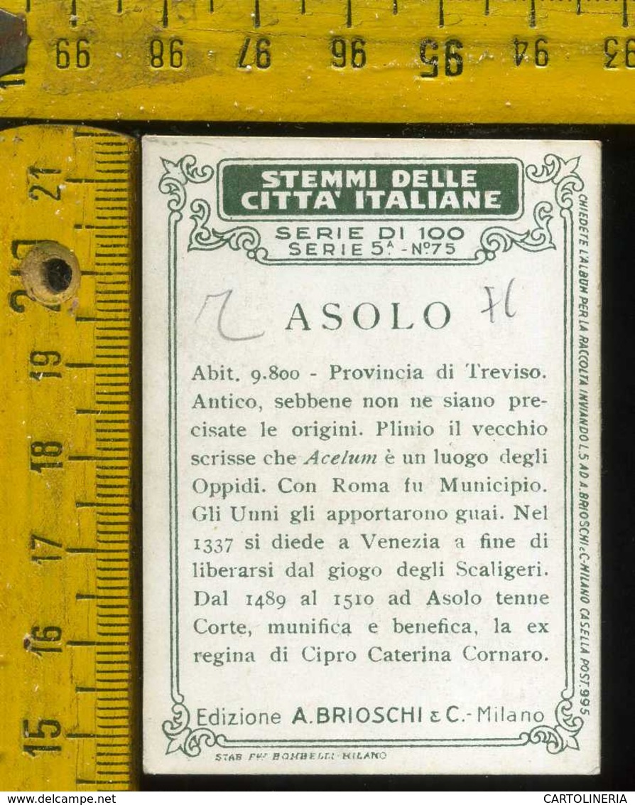 Figurina Brioschi Araldica Stemmi Città Italiane Serie 5 N° 75 B  Asolo - Altri & Non Classificati