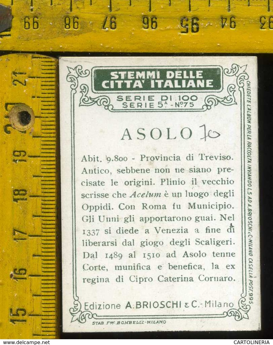 Figurina Brioschi Araldica Stemmi Città Italiane Serie 5 N° 75 C  Asolo - Altri & Non Classificati