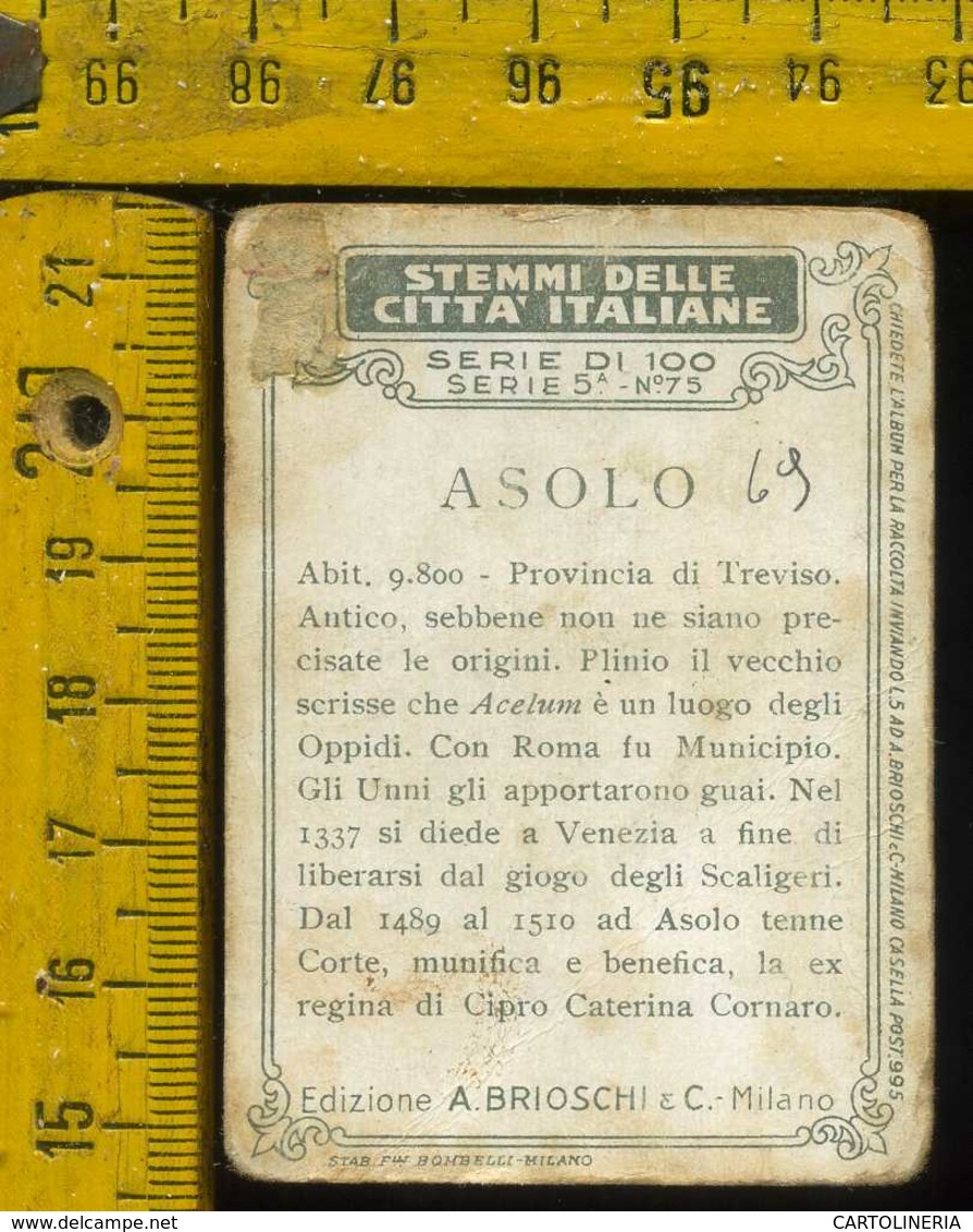 Figurina Brioschi Araldica Stemmi Città Italiane Serie 5 N° 75 D  Asolo - Altri & Non Classificati