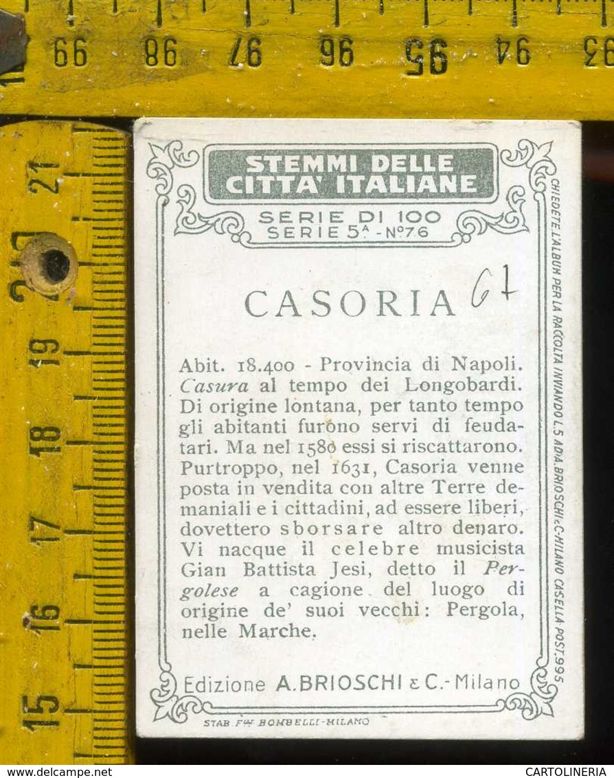 Figurina Brioschi Araldica Stemmi Città Italiane Serie 5 N° 76 A  Casoria - Altri & Non Classificati