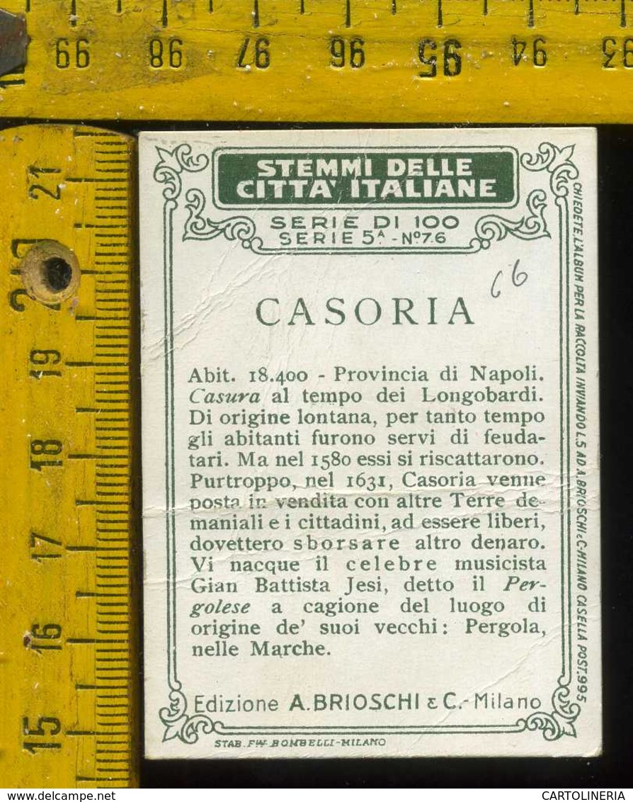 Figurina Brioschi Araldica Stemmi Città Italiane Serie 5 N° 76 B  Casoria - Altri & Non Classificati