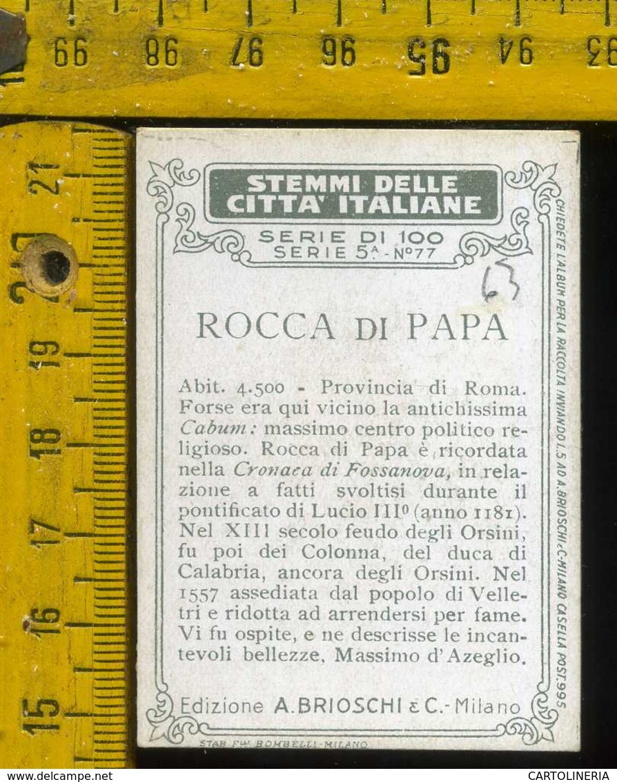 Figurina Brioschi Araldica Stemmi Città Italiane Serie 5 N° 77 A  Rocca Di Papa - Altri & Non Classificati