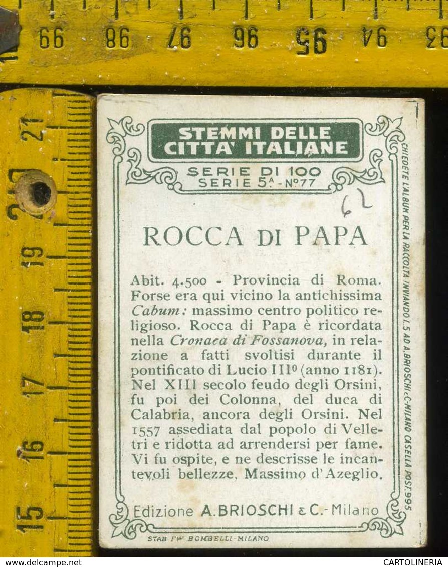 Figurina Brioschi Araldica Stemmi Città Italiane Serie 5 N° 77 B  Rocca Di Papa - Altri & Non Classificati