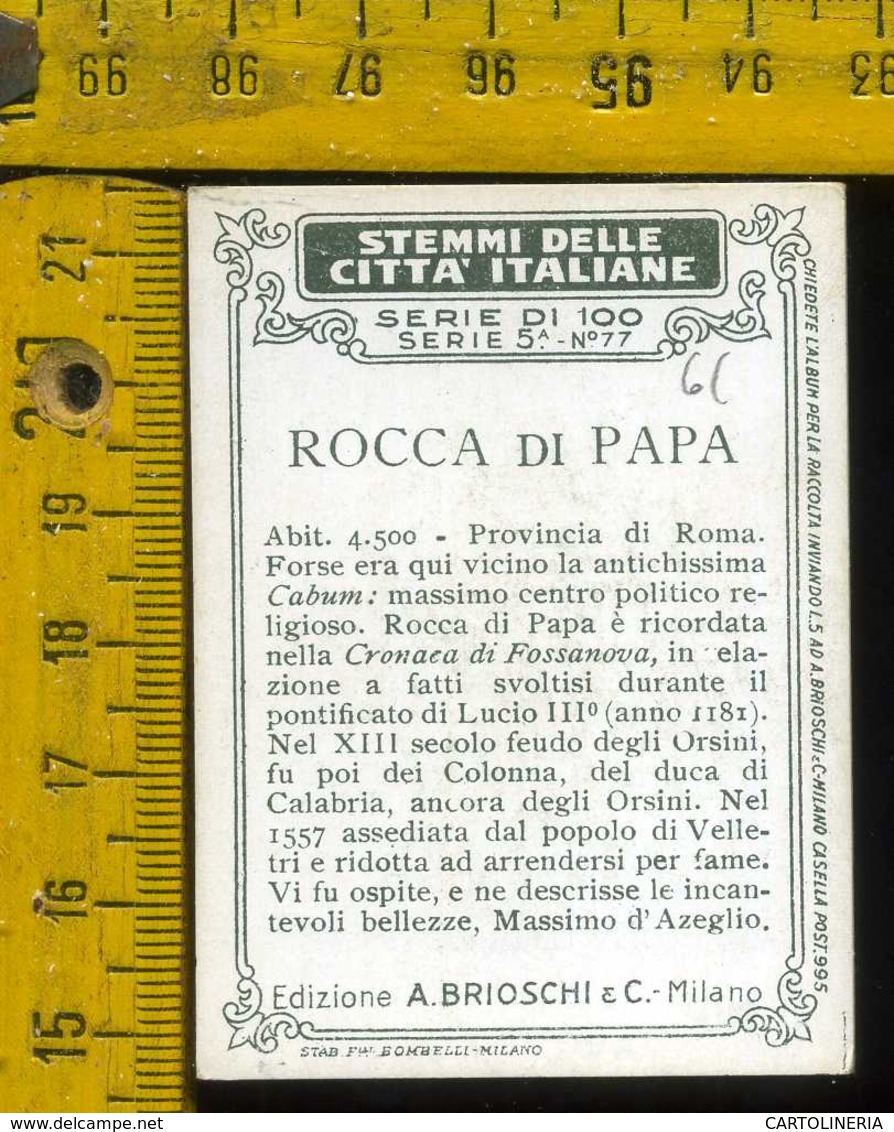 Figurina Brioschi Araldica Stemmi Città Italiane Serie 5 N° 77 C  Rocca Di Papa - Altri & Non Classificati