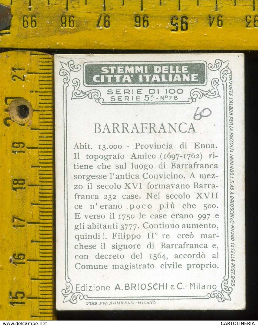 Figurina Brioschi Araldica Stemmi Città Italiane Serie 5 N° 78 Barrafranca - Altri & Non Classificati