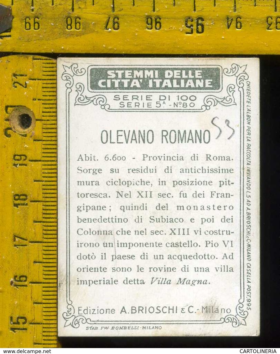 Figurina Brioschi Araldica Stemmi Città Italiane Serie 5 N° 80 Olevano Romano - Altri & Non Classificati