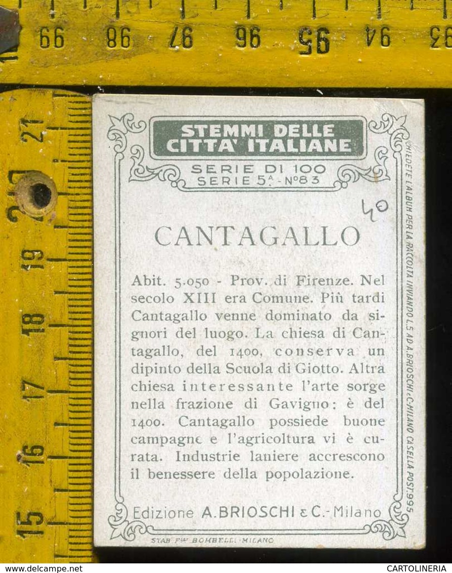 Figurina Brioschi Araldica Stemmi Città Italiane Serie 5 N° 83 A  Cantagallo - Altri & Non Classificati