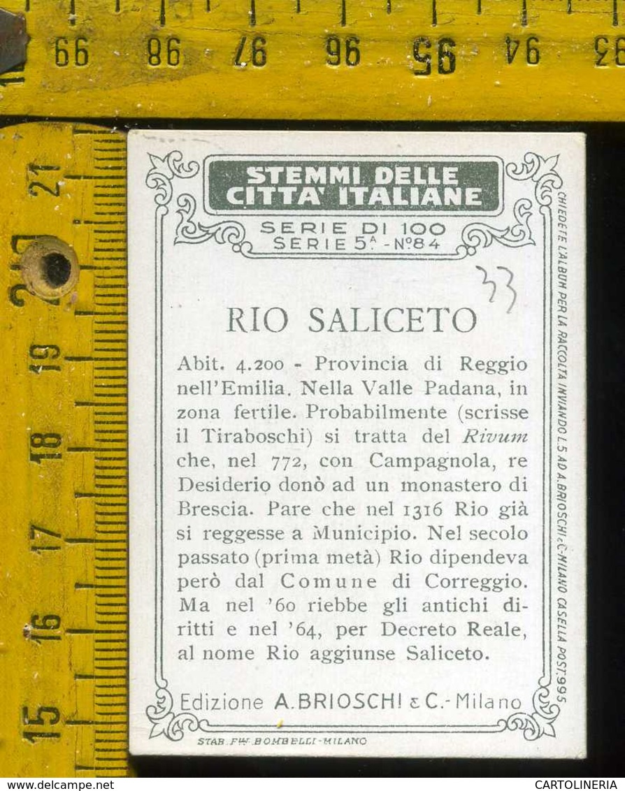 Figurina Brioschi Araldica Stemmi Città Italiane Serie 5 N° 84 B  Rio Saliceto - Altri & Non Classificati