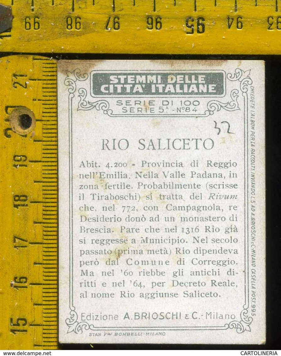 Figurina Brioschi Araldica Stemmi Città Italiane Serie 5 N° 84 C  Rio Saliceto - Altri & Non Classificati
